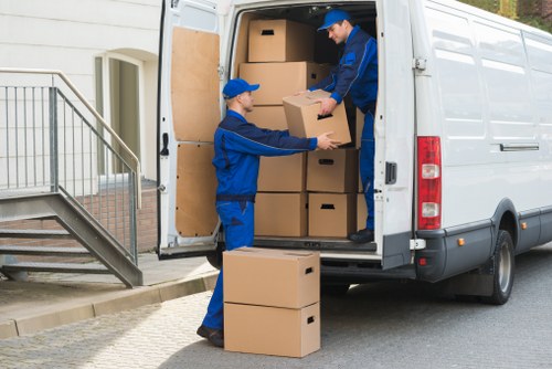 Office relocation items prepared for transport in Aldwych