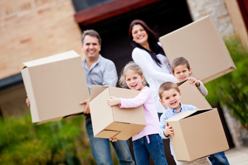 Office furniture and equipment being prepared for a central London move