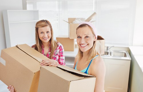Packed household items prepared for a removal van move in Aldwych